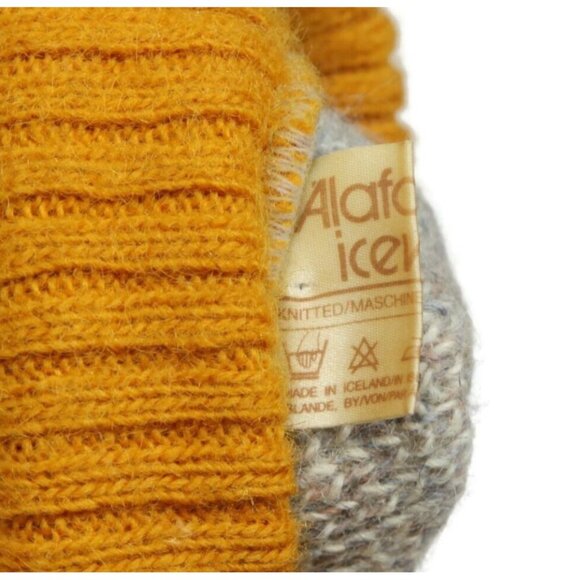 Vtg Alafoss Icewool Sweater Gray Arrow Nordic Knit 80s Iceland Pullover XS /234 - Picture 6 of 7